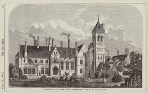 Herrenhaus, Leigh Park, nahe Portsmouth, Mr. R. W. Drew, Architekt (Gravur) von English School