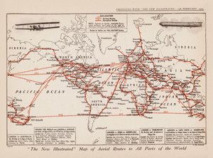 Karte der Luftwege zu allen Teilen der Welt von English School