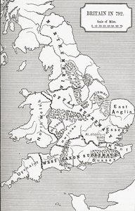 Karte von Großbritannien im Jahr 792, aus 