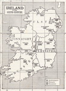 Karte von Irland im sechsten Jahrhundert, aus dem Buch 