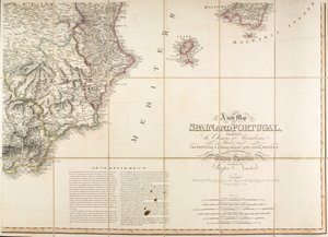 Karte von Spanien, die angeblich vom Herzog von Wellington verwendet wurde von English School