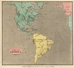 Karte der Amerikas, um 1821