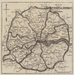 Karte der Londoner Postbezirke (Gravur)
