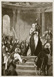 Maria Theresia und das ungarische Parlament, Illustration aus Cassells Illustrierter Geschichte Englands von English School