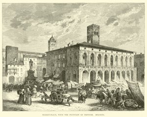 Marktplatz mit dem Neptunbrunnen, Bologna von English School