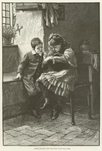 Mary hilft ihrem Bruder bei den Aufgaben