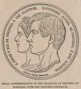 Medaille zur Erinnerung an die Hochzeit des Königs von Portugal mit Prinzessin Stephanie von English School