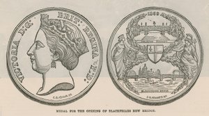 Medaille zur Eröffnung der neuen Blackfriars Brücke, London von English School