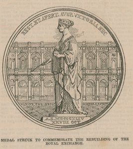 Medaille zur Erinnerung an den Wiederaufbau der Royal Exchange von English School