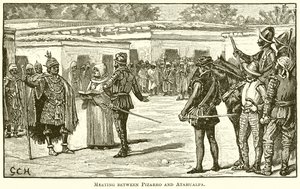 Treffen zwischen Pizarro und Atahualpa