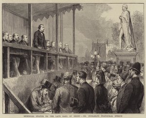 Denkmalstatue für den verstorbenen Earl of Derby, Mr. Disraelis Antrittsrede