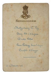 Menü für den Weihnachtstag in Sandringham
