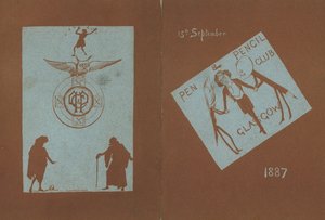 Menü für ein Bankett zu Ehren von Henry Irving, Pen and Pencil Club, Glasgow, 15. September 1887 von English School
