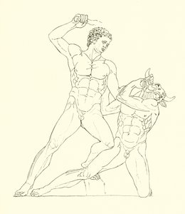 Minotaurus, getötet von Theseus, dem Freund von Herkules
