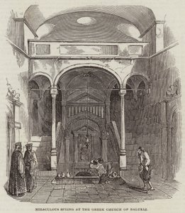 Wunderquelle an der griechischen Kirche von Balukli (Stich) von English School