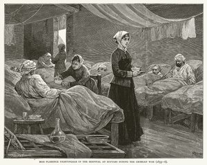 Florence Nightingale im Krankenhaus von Scutari während des Krimkriegs (1855-6) von English School