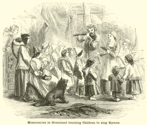 Missionare in Grönland lehren Kinder Hymnen zu singen von English School