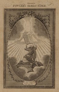 Moses empfängt die Gesetzestafeln, Exodus, Kapitel 31, Vers 18 von English School