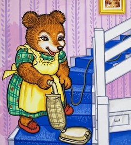 Mutterbär saugt die Treppe