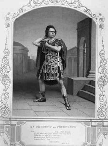 Mr. Creswick als Coriolanus, Akt V Szene 5, im Stück von William Shakespeare (Stich)