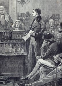 Mr. Gladstone hält seine Jungfernrede im House of Commons von English School