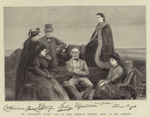 Herr Gladstones jüngster Besuch in Deal Castle, eine Porträtgruppe auf den Wällen von English School