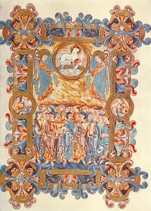 Ms 274 (Y-6) fol.158 Die Menge, die das Lamm anbetet, aus dem Missale von Robert von Jumièges, ca. 1016
