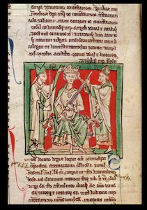 Ms 6712 (A.6.89) fol.133r König Stephan (ca. 1097-1154), Miniatur aus Flores Historiarum, von Matthew Paris, 1250-52