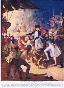 Nelson in der Schlacht am Nil, Illustration aus Hutchinsons History of the Nations, ca. 1910 von English School