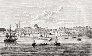 Neu Amsterdam, eine niederländische Siedlung aus dem 17. Jahrhundert an der Südspitze der Insel Manhattan, Amerika, aus Ward und Locks Illustrierter Geschichte der Welt, veröffentlicht ca. 1882 von English School