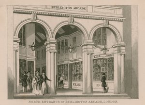 Nordeingang der Burlington Arcade, London von English School