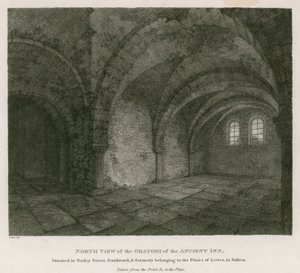 Nordansicht des Oratoriums des alten Gasthauses in der Tooley Street, Southwark von English School