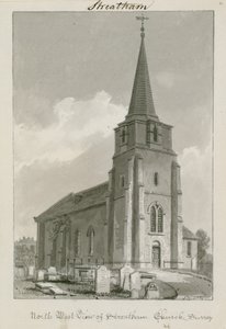 Nordwestansicht der Streatham Church, Surrey von English School