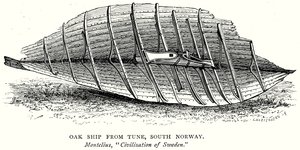 Eichenholzschiff aus Tune, Südnorwegen (Gravur)