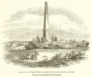 Obelisk auf dem Naseby-Feld; errichtet zur Erinnerung an die Schlacht