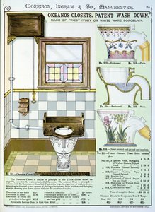Okeanos Schränke aus einem Katalog von Sanitärartikeln, produziert von Morrison, Ingram & Co., Manchester, veröffentlicht um 1890 von English School