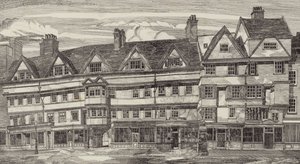 Alte Häuser an den Holborn Bars, London von English School