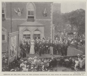 Eröffnung des neuen Flügels des Lytham-Instituts durch den Herzog von Norfolk am 17. September (Gravur)