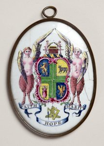 Ovales Schild mit Freimaurerabzeichen von English School