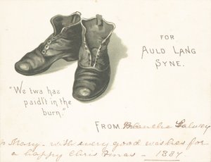 Paar schwarze Stiefel, Weihnachtskarte