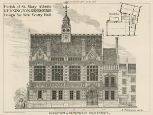Pfarrei St. Mary Abbots, Kensington, Entwurf für das neue Vestry Hall von English School