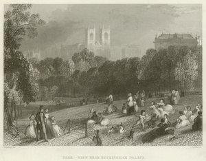 Park, Blick nahe Buckingham Palace (Gravur) von English School