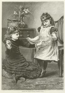 Patty und Jessie wickeln Mamas Wolle auf von English School