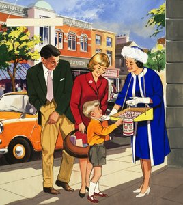 Leute, die Sie sehen: Der Fahnenverkäufer von English School