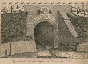 Perspektivische Ansicht des Bogens unter dem New River bei Bush Hill von English School