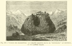 Pierre des Marmettes, ein erratischer Granitblock oder Findling bei Monthey im Unterwallis von English School