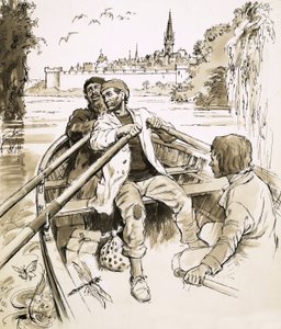 Pierre steuerte das Boot in einen breiten Abschnitt des Flusses von English School