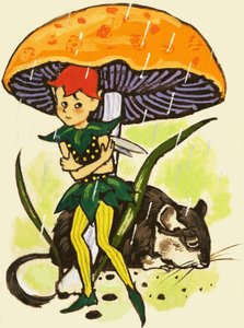 Kobold unter einem Pilz von English School