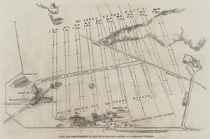 Plan und Anordnungen des Gewehrschießwettbewerbs auf Wimbledon Common (Gravur)