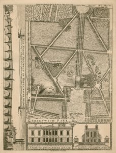 Plan des Greenwich Parks, London von English School